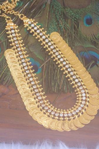 Gold plated kerala kasu stone necklace