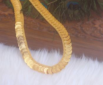 Gold plated kerala head coin long necklace 2