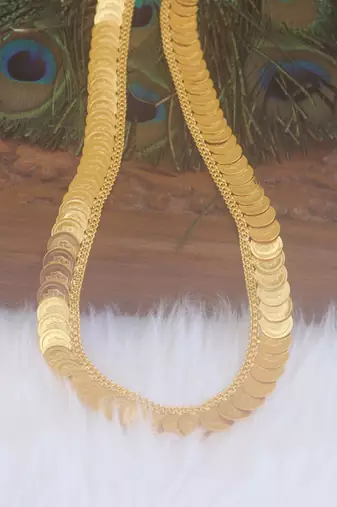 Gold plated kerala head coin long necklace