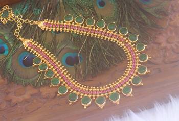 Kerala style premium gold plated palakka necklace 1