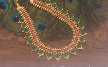 Kerala style premium gold plated palakka necklace 2