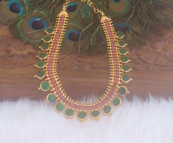 Kerala style premium gold plated palakka necklace 3