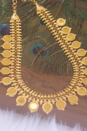 Kerala style premium gold plated palakka necklace
