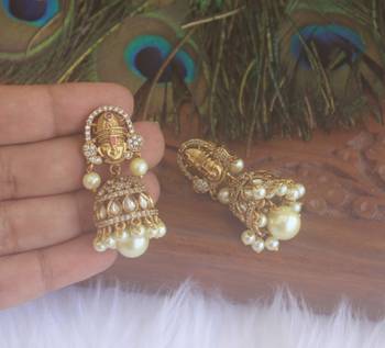 Matte finish kerala style jumka earrings 3