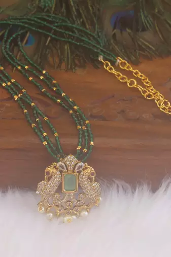 Peacock handmade beads necklace