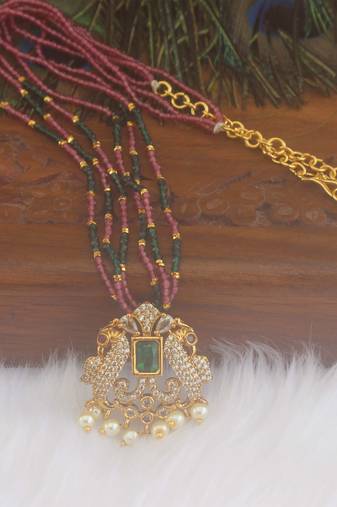 Peacock handmade beads necklace