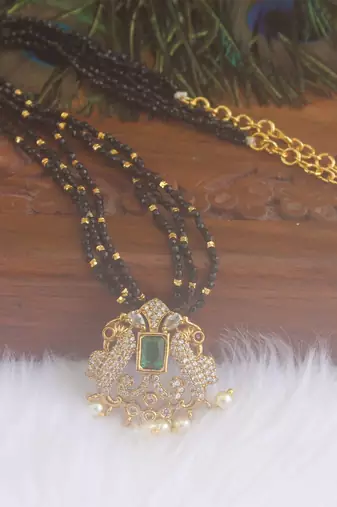 Peacock handmade beads necklace