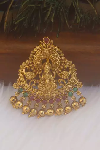 Matte finish temple peacock pendant