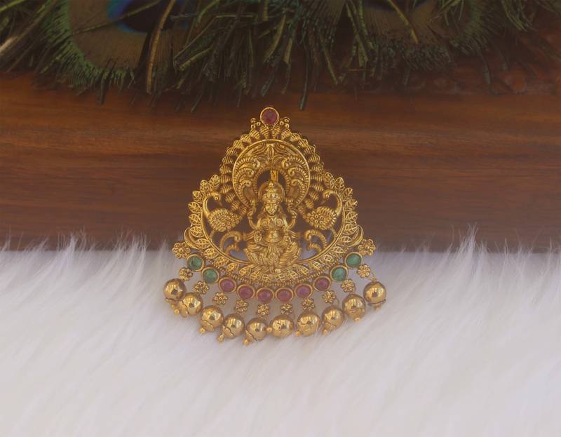 Matte finish temple peacock pendant