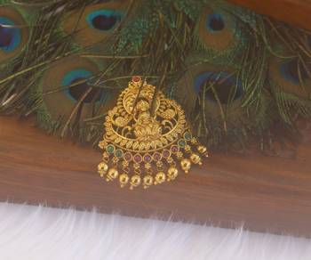 Matte finish temple peacock pendant 2