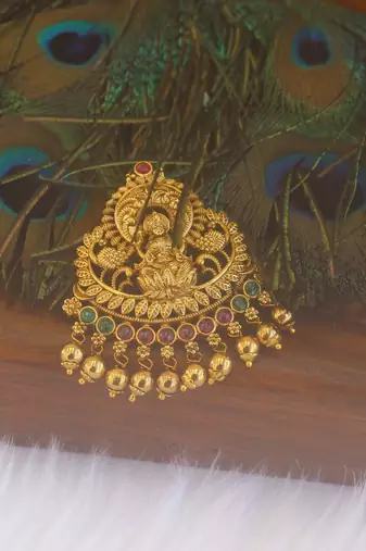 Matte finish temple peacock pendant