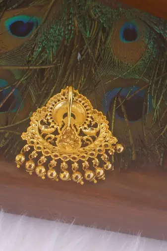 Matte finish temple peacock pendant