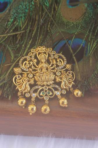 Matte finish lakshmi temple pendant