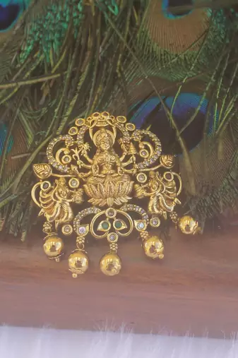 Matte finish lakshmi temple pendant