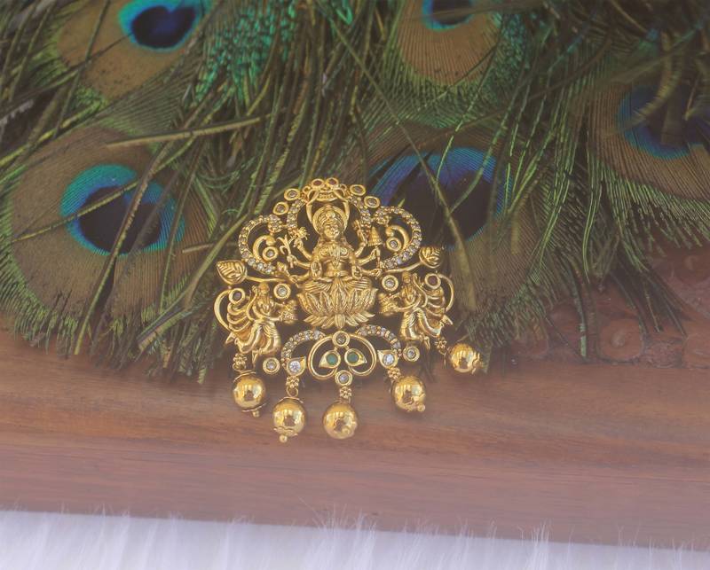 Matte finish lakshmi temple pendant