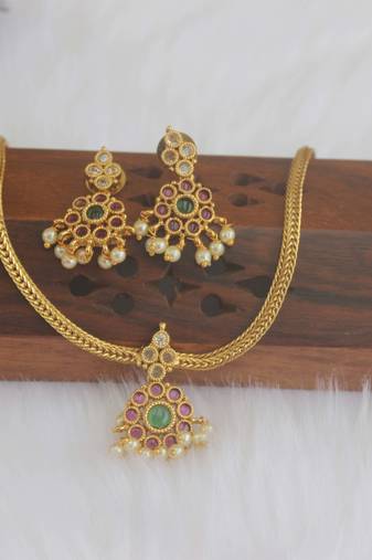 Matte finish kempu necklace set