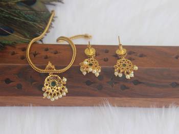 Matte finish kempu necklace set 3