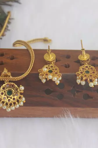 Matte finish kempu necklace set