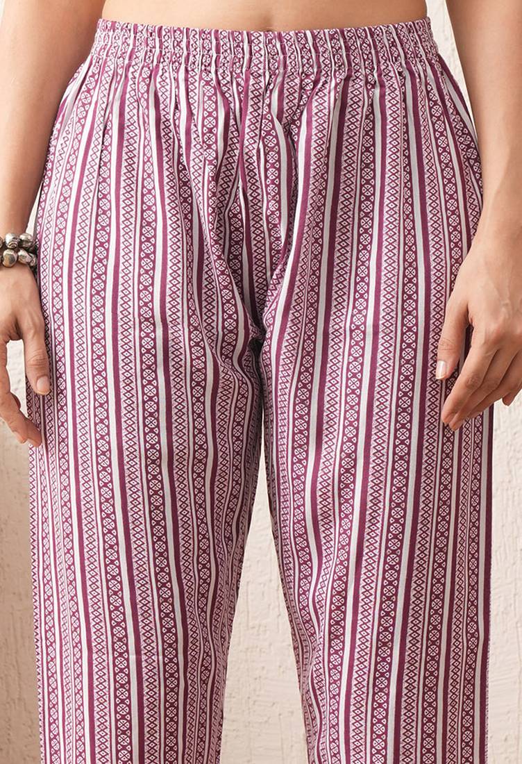 Women printed rayon occasional magenta straight kurta pant dupatta set