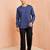 Royal blue cotton kurta pant set - floral print short kurta with black wide leg pants