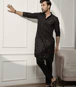 black chikankari kurta and white palazzo set
