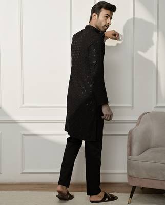 black chikankari kurta and white palazzo set 5