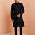 Black rayon sherwani set - hexagon sequin embroidery traditional festive, wedding wear