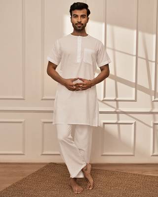 white cotton mid-length kurta and palazzo set 3
