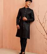 Black jute indo-western kurta pant set