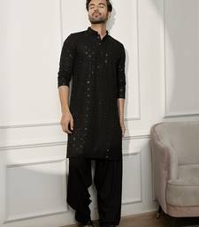 black embroidered kurta & patiala set