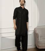 black embroidered kurta & patiala set
