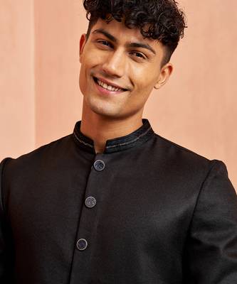 Black jute indo-western kurta pant set 2