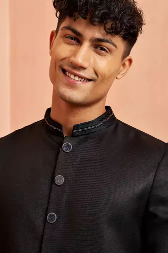 Black jute indo-western kurta pant set