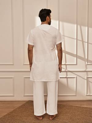 white cotton mid-length kurta and palazzo set 5