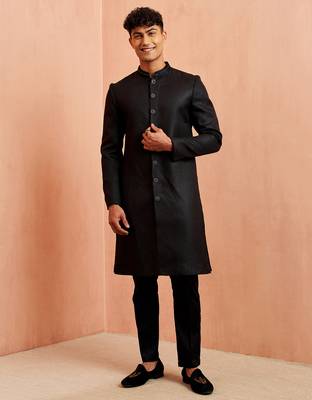 Black jute indo-western kurta pant set 3