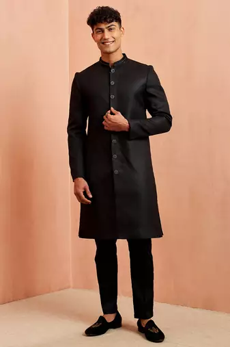 Black jute indo-western kurta pant set