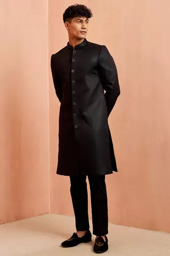 Black jute indo-western kurta pant set