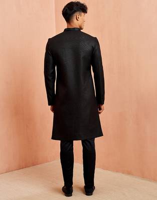 Black jute indo-western kurta pant set 5