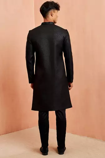 Black jute indo-western kurta pant set