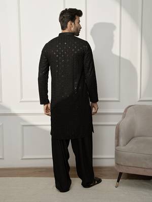 black embroidered kurta & patiala set 5