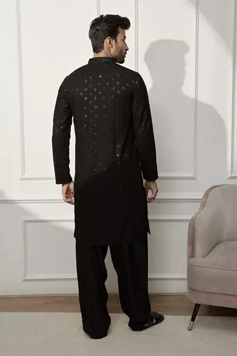 black embroidered kurta & patiala set