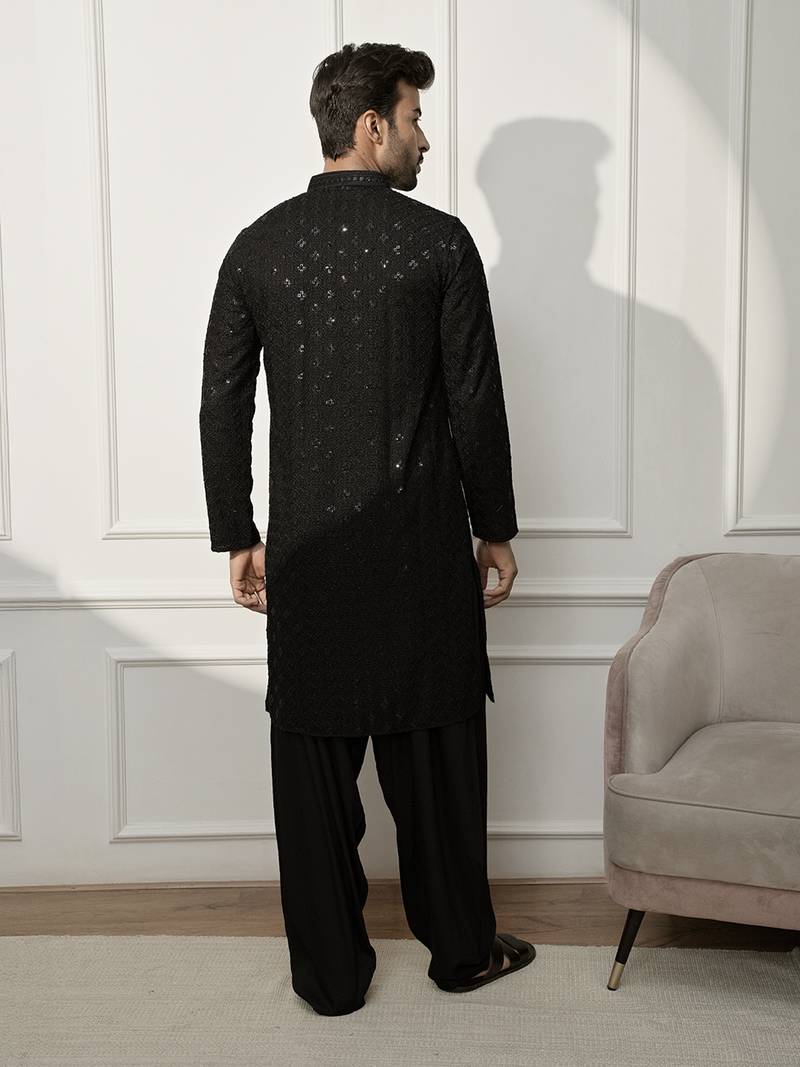 black embroidered kurta & patiala set