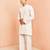 Cream mid length kurta pant set - cotton blend ethnic kurta with white wide leg pants