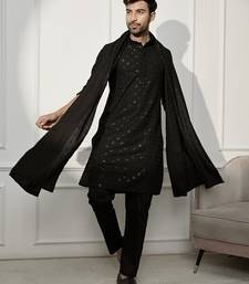 black kurta pyjama set with dupatta