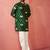 Green digital print kurta with cream satin palazzo - animal floral