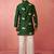 Green digital print kurta with cream satin palazzo - animal floral