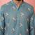 Blue cotton kurta with cream pyjama - designer festive set