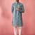 Blue cotton kurta with cream pyjama - designer festive set