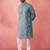 Blue cotton kurta with cream pyjama - designer festive set