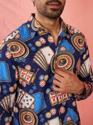 Blue digital print kurta with cream palazzo set - traditional festive wear 2